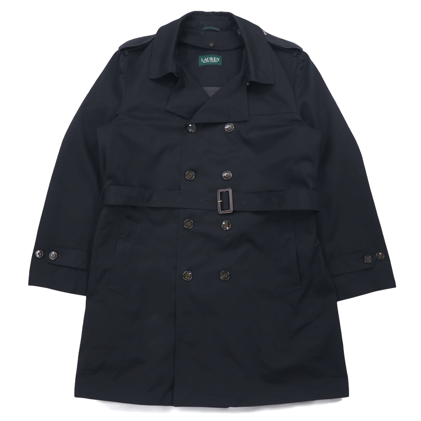 LAUREN RALPH LAUREN Trench Coat XL Black Removable Quilted Liner with Belt Water Repellent