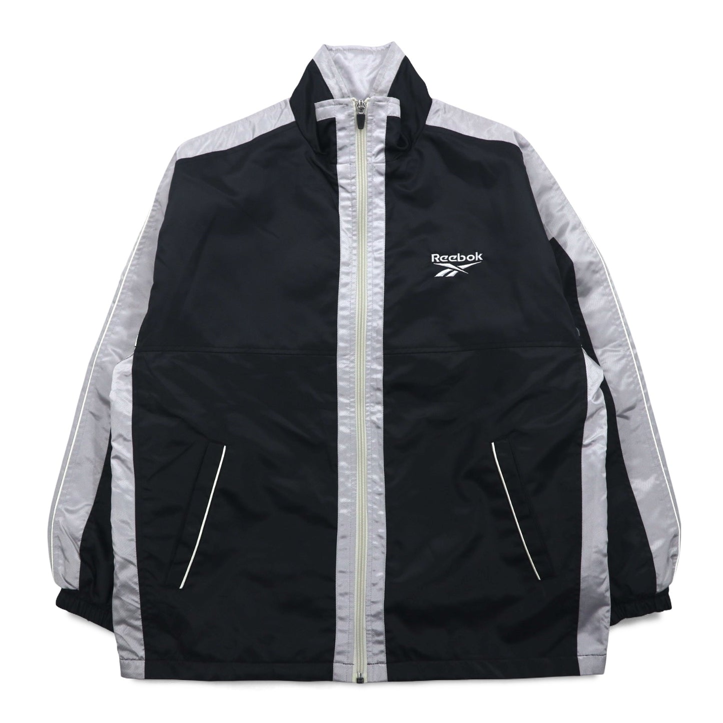 Reebok 90年代 ナイロンジャケット トラックジャケット ジャージ L ブラック グレー ロゴ刺繍