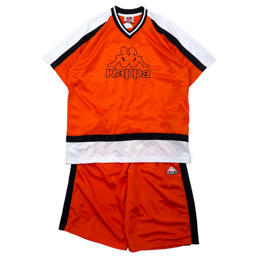 Kappa 90年代 半袖 ゲームシャツ セットアップ XL オレンジ ポリエステル ビッグロゴ刺繍