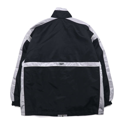 Reebok 90年代 ナイロンジャケット トラックジャケット ジャージ L ブラック グレー ロゴ刺繍
