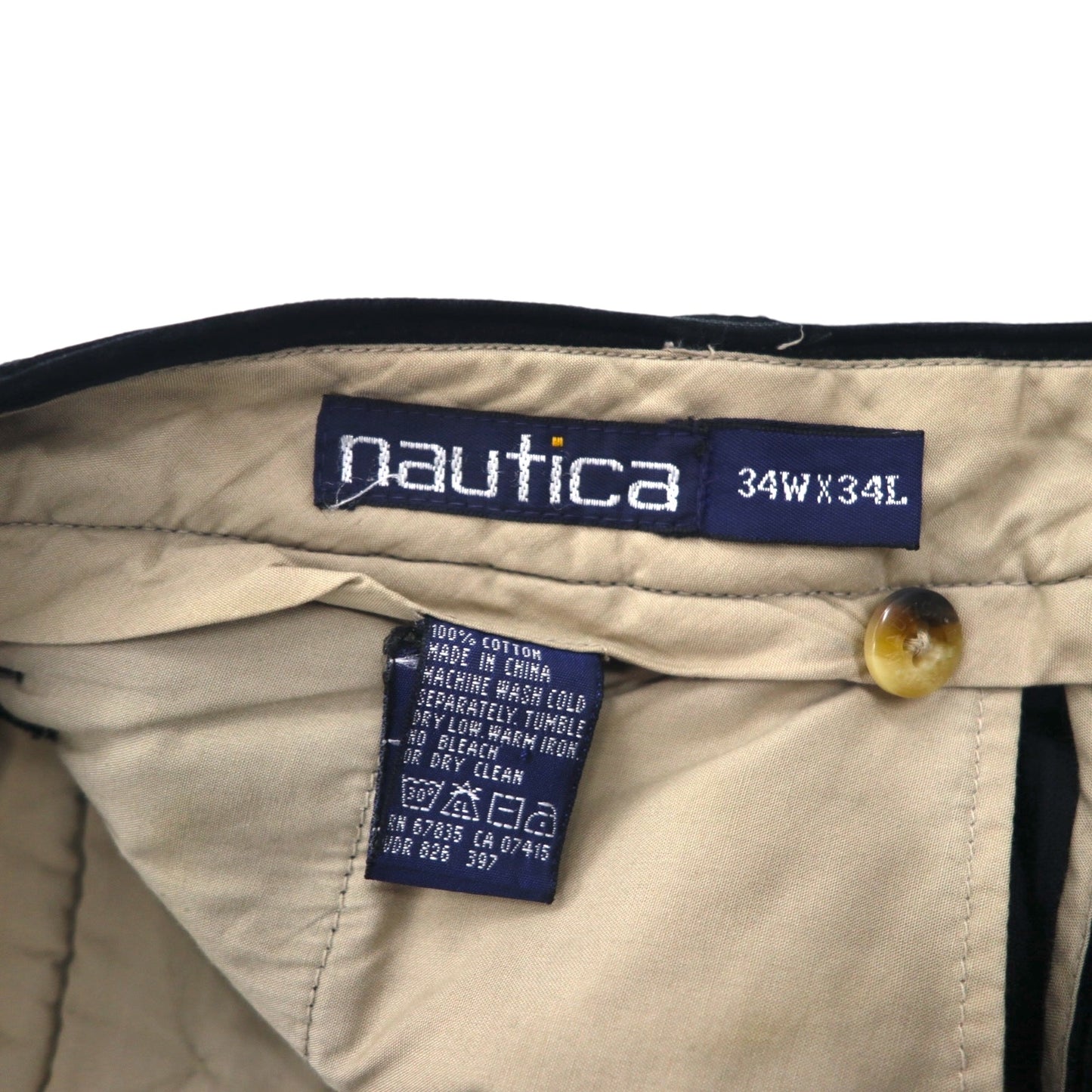 NAUTICA 90年代 2タック ワイド コーデュロイ チノパンツ L ブラック コットン 太畝