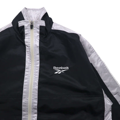 Reebok 90年代 ナイロンジャケット トラックジャケット ジャージ L ブラック グレー ロゴ刺繍