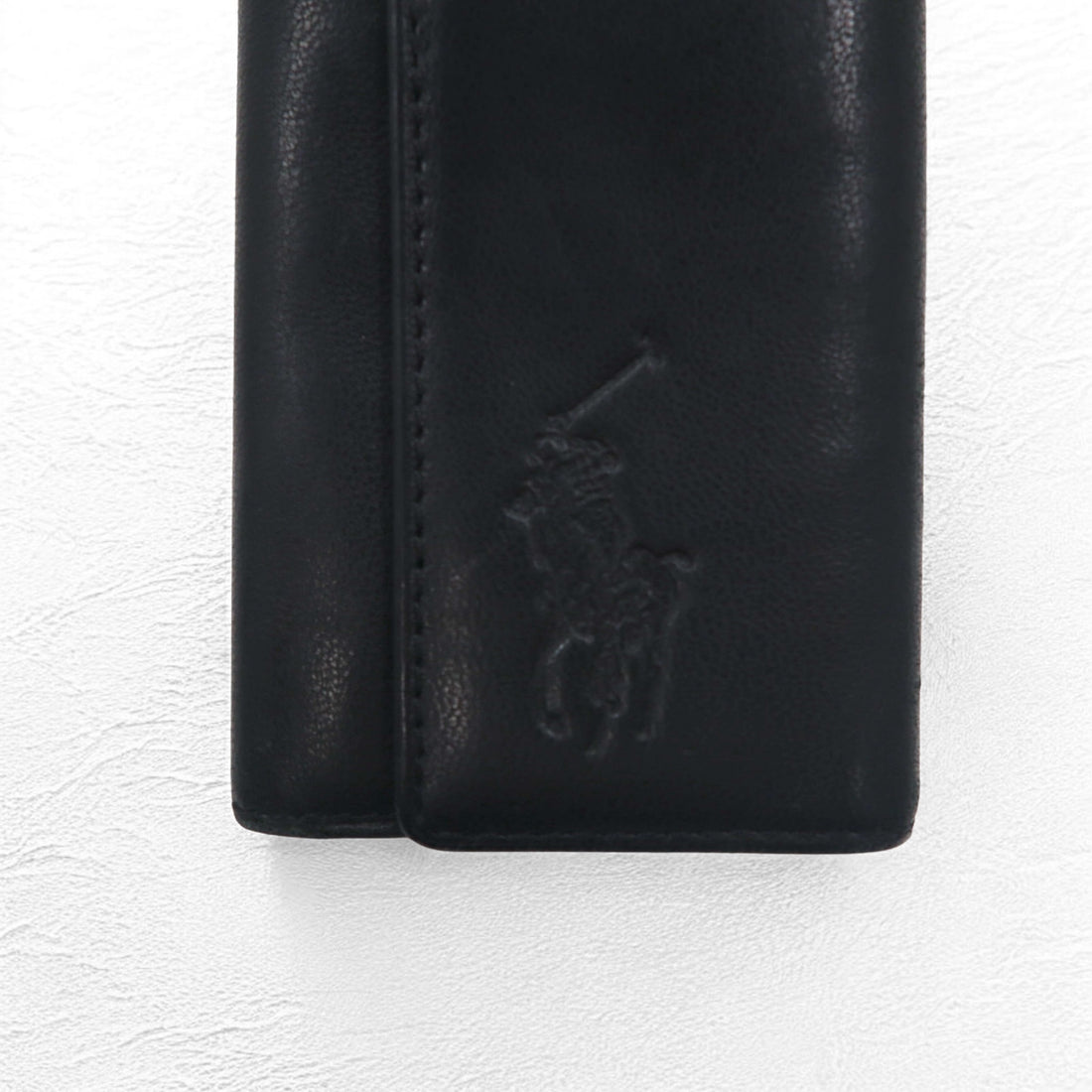 POLO RALPH LAUREN 5-ring key case in black leather with big pony