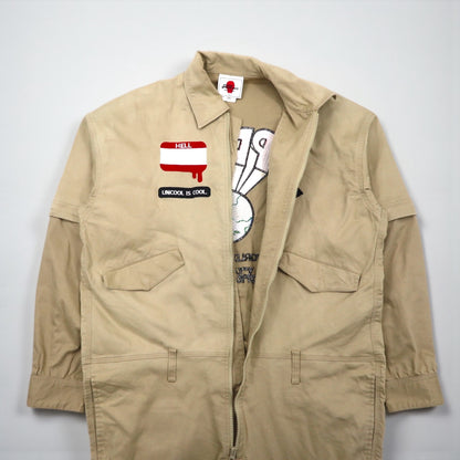 PUNK DRUNKERS Earth-Connecting Convertible All-in-One, Large, Beige, Cotton