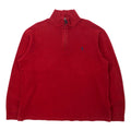 日本然リトテ-古着オンライン-Polo by Ralph Lauren ハーフジップ スウェット L レッド コットン スモールポニー刺繍-Polo by Ralph Lauren Half Zip Sweatshirt L Red Cotton Small Pony Embroidery