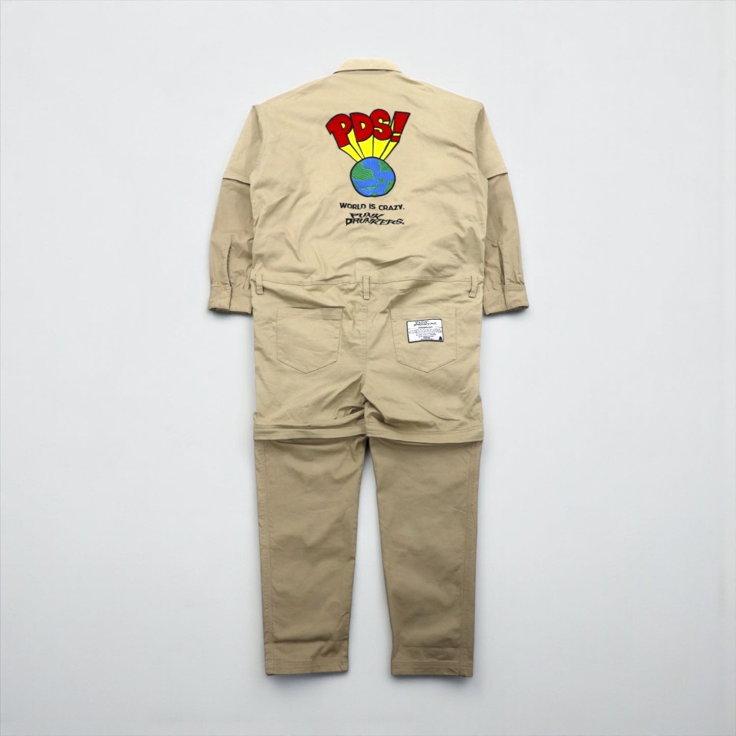 PUNK DRUNKERS Earth-Connecting Convertible All-in-One, Large, Beige, Cotton
