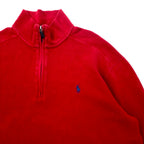 Polo by Ralph Lauren Half-Zip Sweatshirt L Red Cotton Small Pony Embroidery