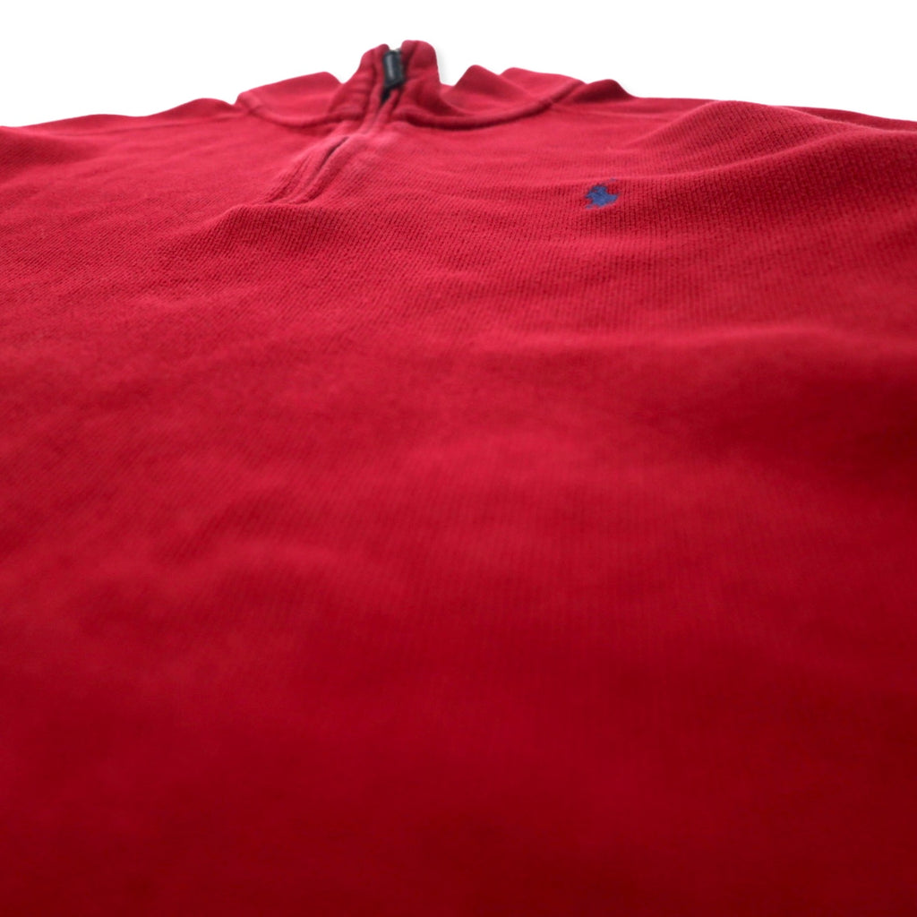 Polo by Ralph Lauren Half-Zip Sweatshirt L Red Cotton Small Pony Embroidery