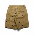 POLO RALPH LAUREN All-Over Pony Embroidered Short Chino Pants, Size S, Beige Cotton