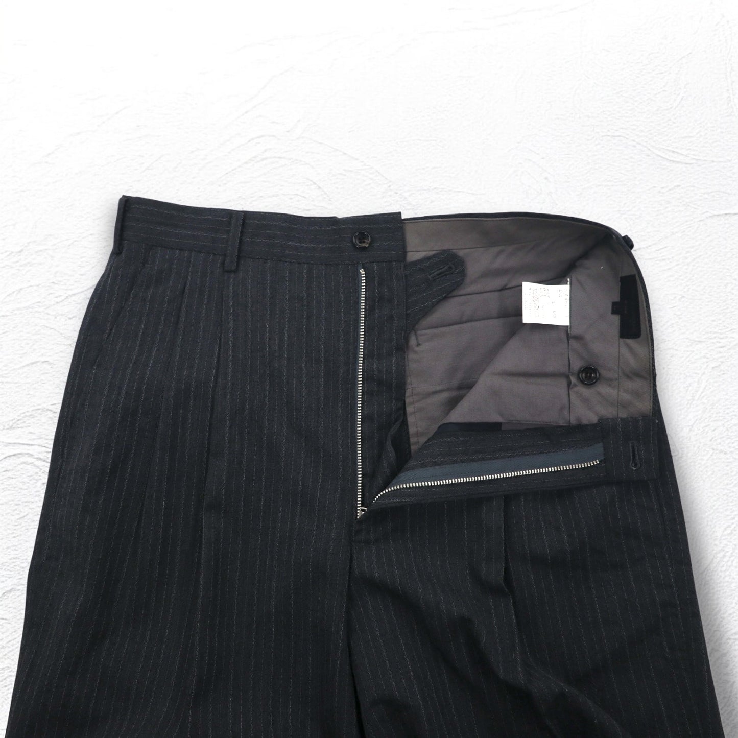 COMME des GARCONS 80年代 タック スラックスパンツ L グレー ストライプ HP-1103L 日本製 未使用品