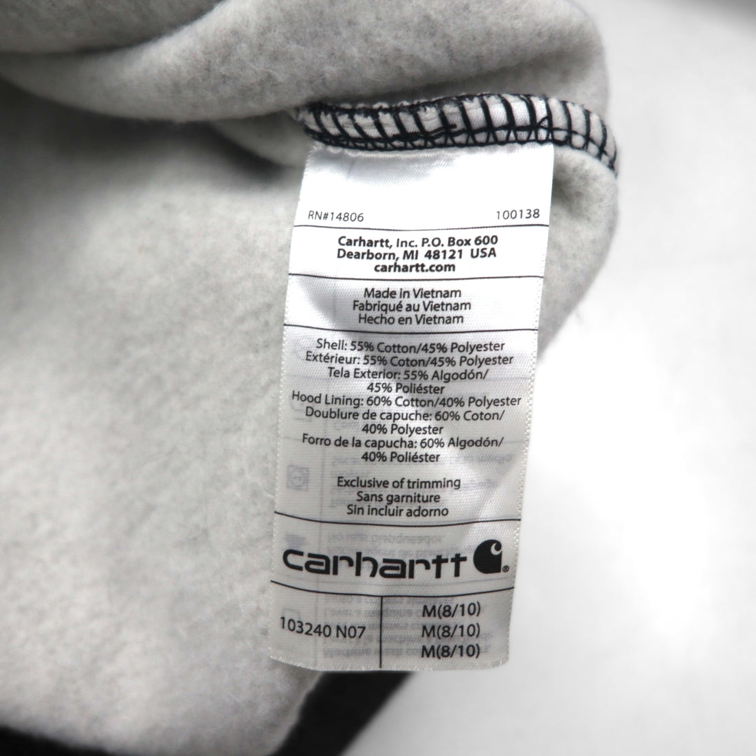 Carhartt Clarksburg Half-Zip Hoodie, Size M, Gray, Relaxed Fit, Cotton, 103240