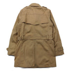 UNTITLED MEN Double-breasted Trench Coat, Large, Beige, Cotton, Belted Waist