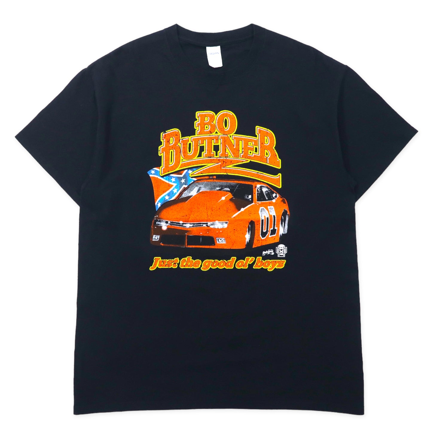 Gildan Racing Car Print T-Shirt L Black Cotton BOTNER