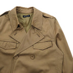 UNTITLED MEN Double-breasted Trench Coat, Large, Beige, Cotton, Belted Waist