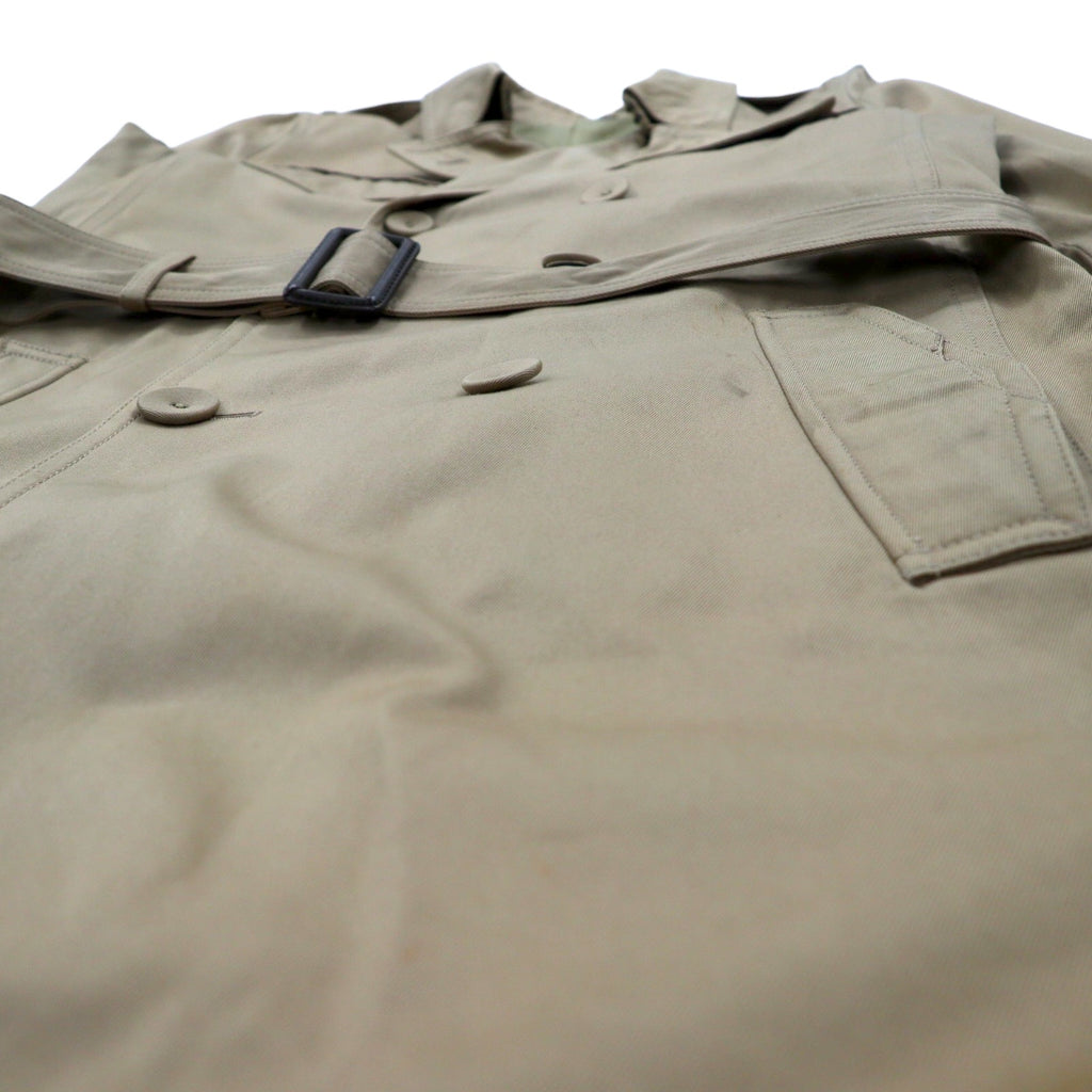 UNTITLED MEN Double-breasted Trench Coat, Large, Beige, Cotton, Belted Waist