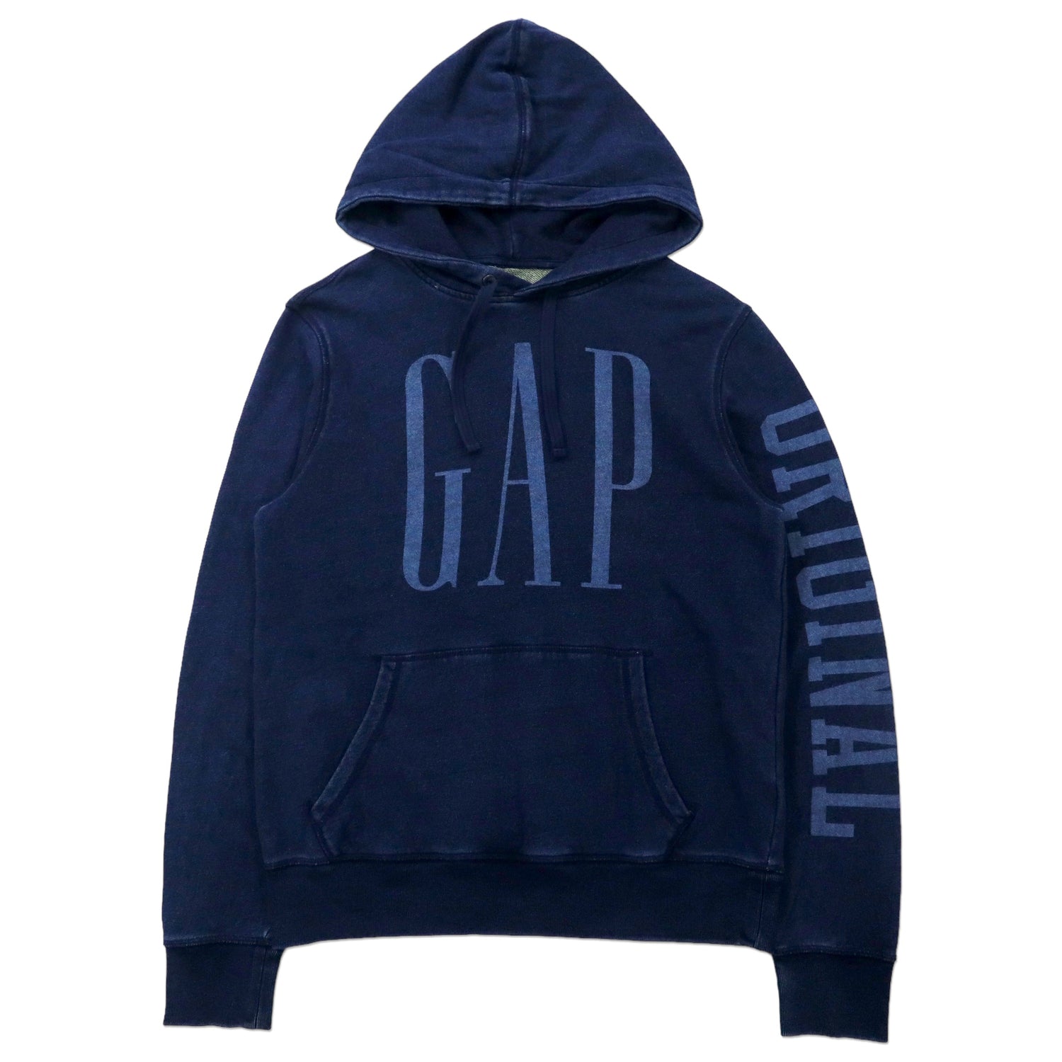 GAP インディゴ ロゴ プルオーバーパーカー M 180 ブルー コットン 袖 