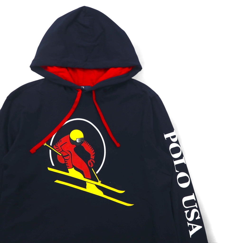 Polo by Ralph Lauren Long Sleeve T-Shirt Hoodie S Navy Sleeve Print POLO USA