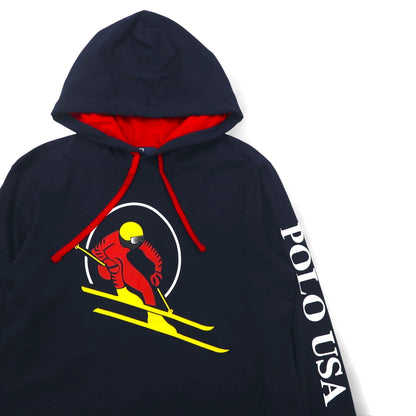 Polo by Ralph Lauren ロングスリーブ Tシャツ パーカー S ネイビー 袖プリント POLO USA