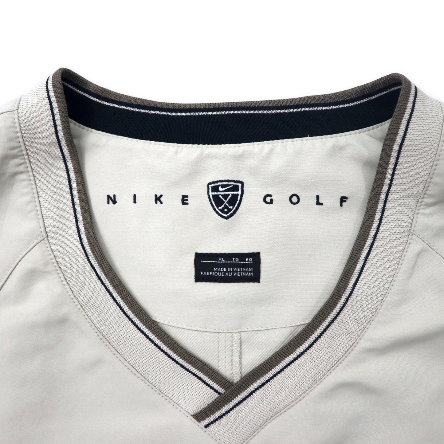 NIKE GOLF ピステ プルオーバー ナイロンジャケット XL ベージュ ポリエステル US企業 刺繍 ビッグサイズ