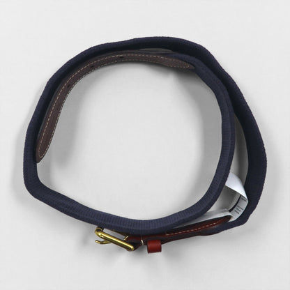 Polo Ralph Lauren navy leather belt with stretch gold brass buckle