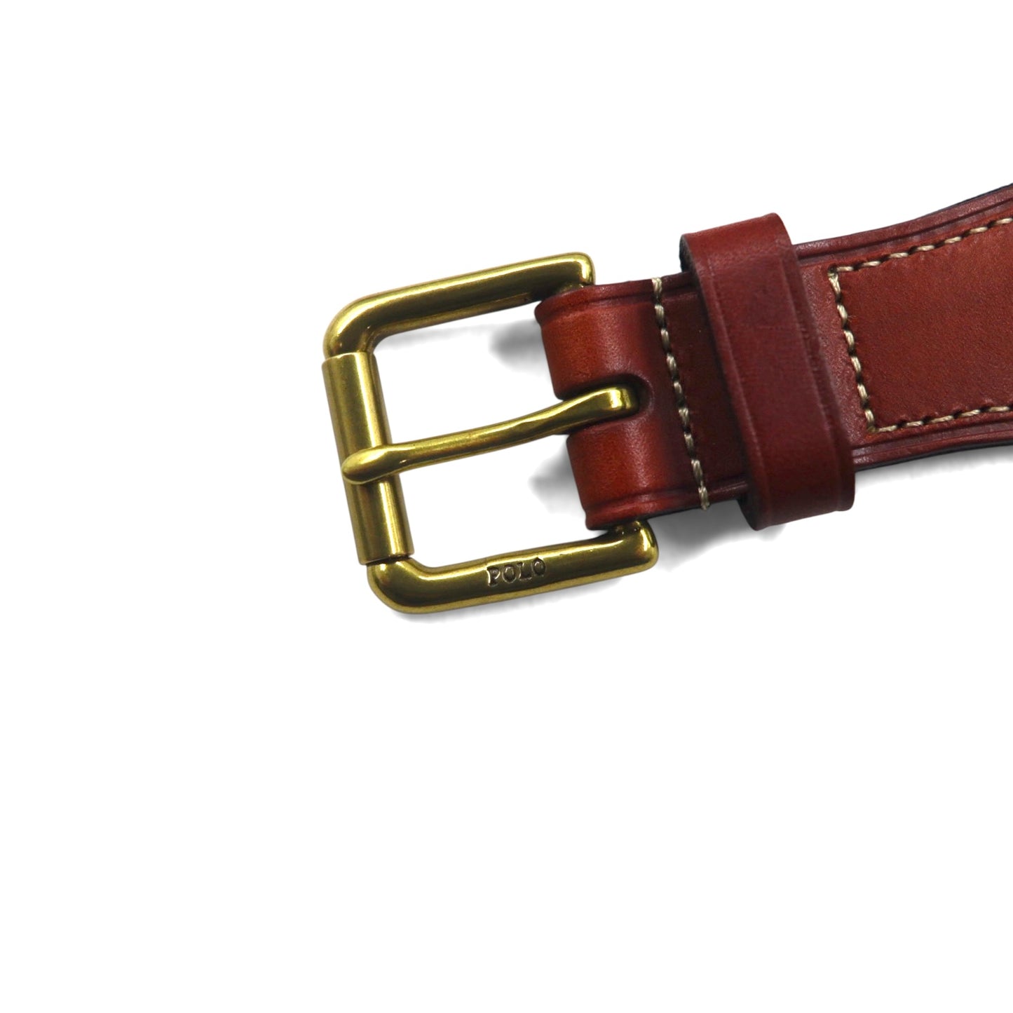 Polo Ralph Lauren navy leather belt with stretch gold brass buckle