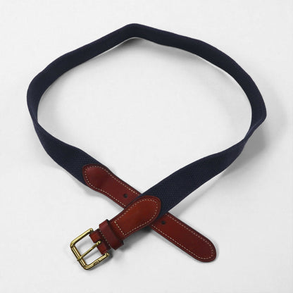 Polo Ralph Lauren navy leather belt with stretch gold brass buckle