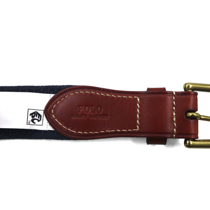 Polo Ralph Lauren navy leather belt with stretch gold brass buckle