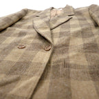 PENDLETON USA made 70s tweed double breasted tailored jacket XL beige check wool white tag