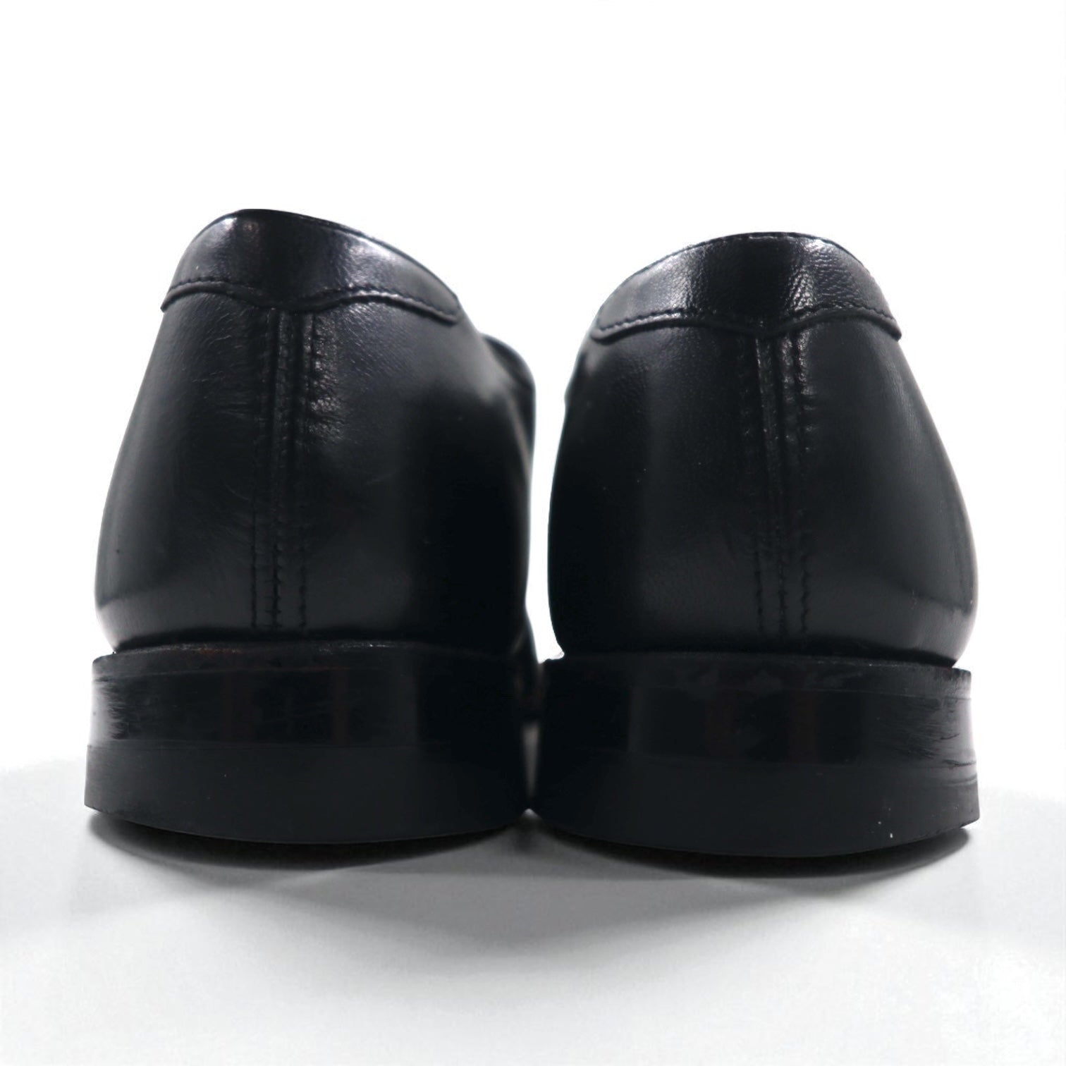 STACY ADAMS 1980s Made in USA MADISON Punched Cap Toe Dress Shoes, Size 27.5cm, Black Leather, Kidskin, 453044