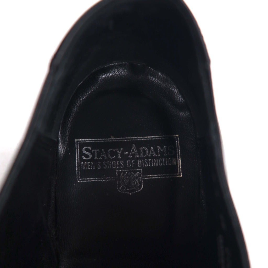STACY ADAMS 1980s Made in USA MADISON Punched Cap Toe Dress Shoes, Size 27.5cm, Black Leather, Kidskin, 453044