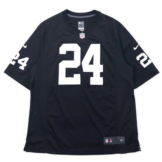 日本然リトテ-古着オンライン-NIKE NFL ゲームシャツ XL ブラック ポリエステル LYNCH ナンバリング ビッグサイズ-Nike NFL Game Shirt XL Black Polyester Lynch Numbering Big Size