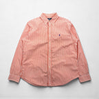 Ralph Lauren 90s Button-Down Shirt, XL, Orange Stripes with Small Pony Embroidery