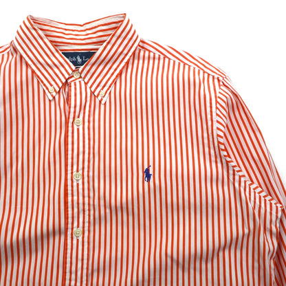 Ralph Lauren 90s Button-Down Shirt, XL, Orange Stripes with Small Pony Embroidery