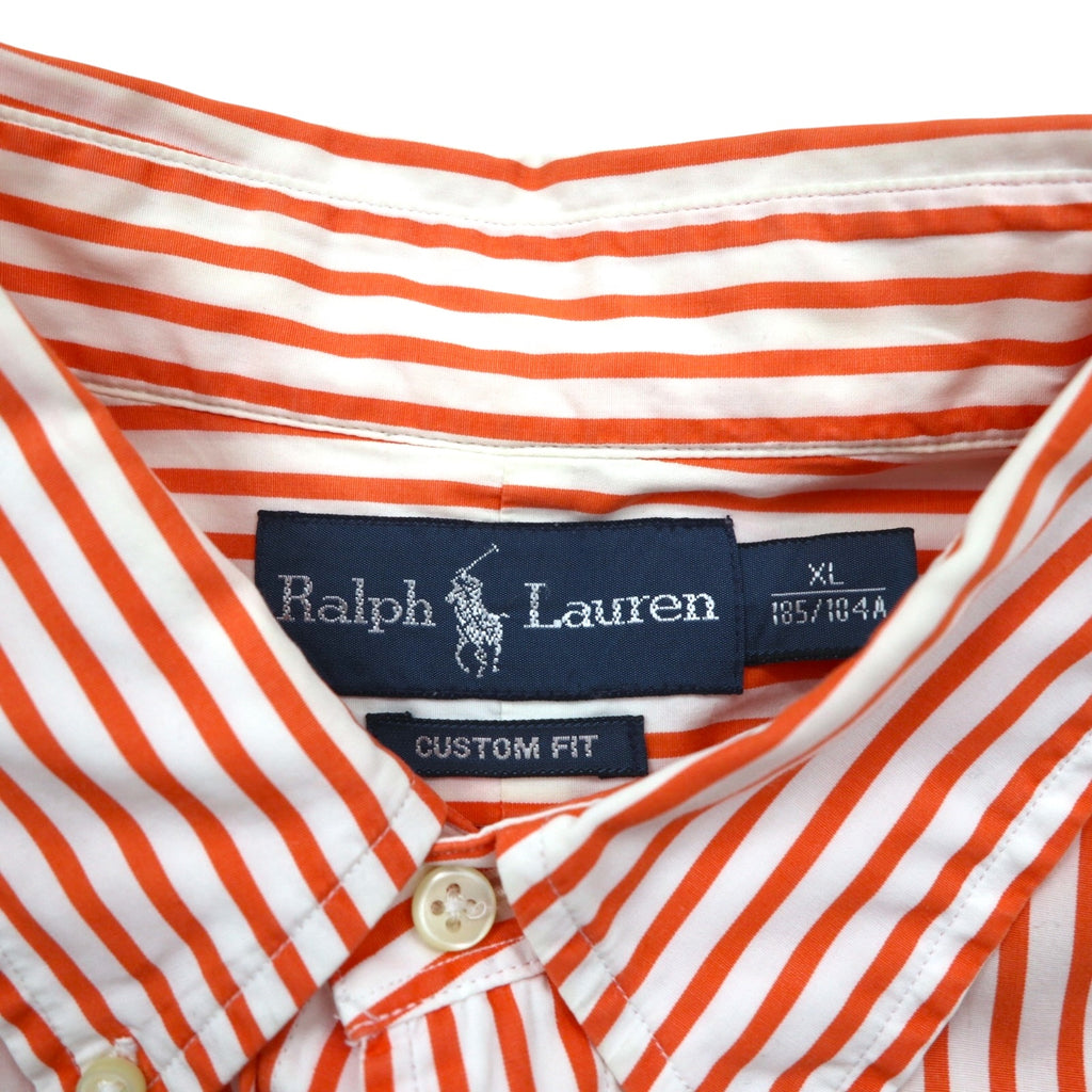 Ralph Lauren 90s Button-Down Shirt, XL, Orange Stripes with Small Pony Embroidery