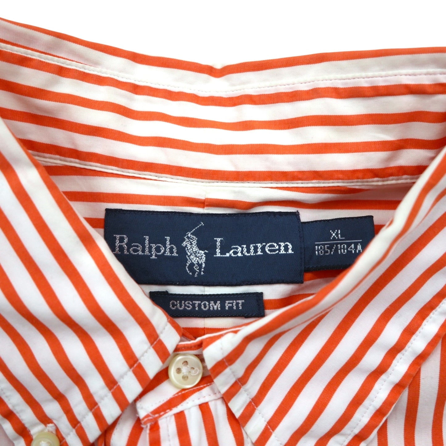 Ralph Lauren 90s Button-Down Shirt, XL, Orange Stripes with Small Pony Embroidery