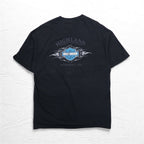 HARLEY DAVIDSON 00年代 USA製 ブルー ファイヤーパターン 両面プリント Tシャツ 2XL ブラック SOMERSET ビッグサイズ