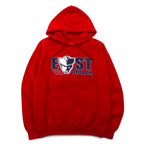 GILDAN Pullover Hoodie M Red Cotton Fleece Lining EAST PATRIOTS OLDHAM
