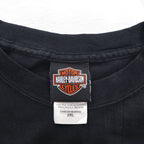 HARLEY DAVIDSON 00年代 USA製 ブルー ファイヤーパターン 両面プリント Tシャツ 2XL ブラック SOMERSET ビッグサイズ