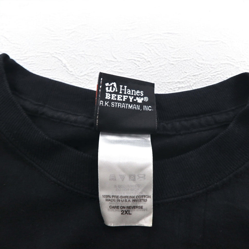 HARLEY DAVIDSON 00年代 USA製 ブルー ファイヤーパターン 両面プリント Tシャツ 2XL ブラック SOMERSET ビッグサイズ