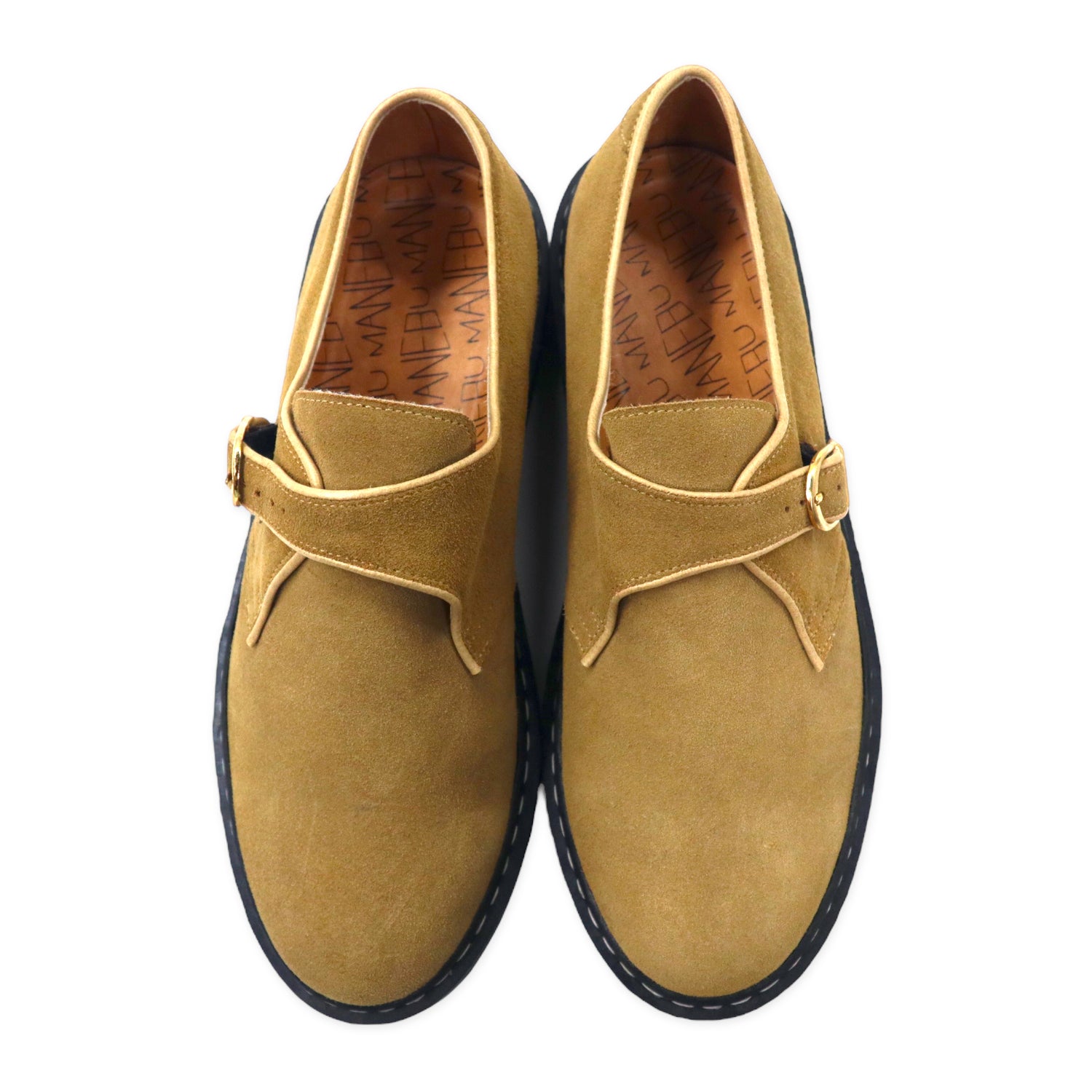 MANEBU monk strap Shoes US10 Beige Suede Leather FOOT SUEDE MNB