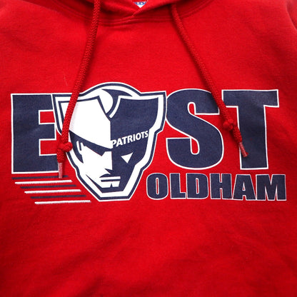 GILDAN プルオーバー パーカー M レッド コットン 裏起毛 EAST PATRIOTS OLDHAM