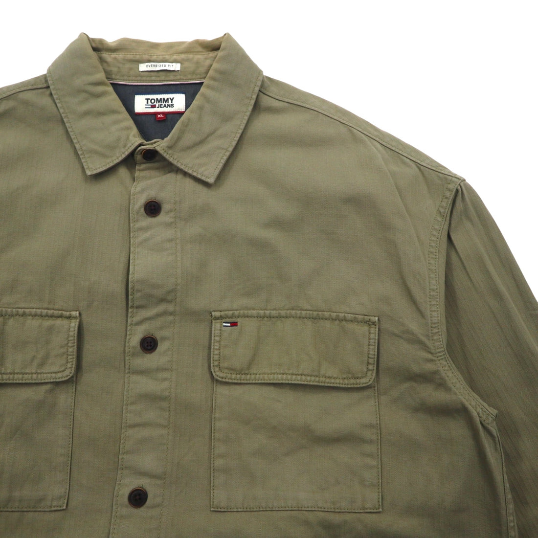 TOMMY JEANS Oversized Fit Work Shirt XL Khaki Cotton OVERSIZED FIT DM0DM4203