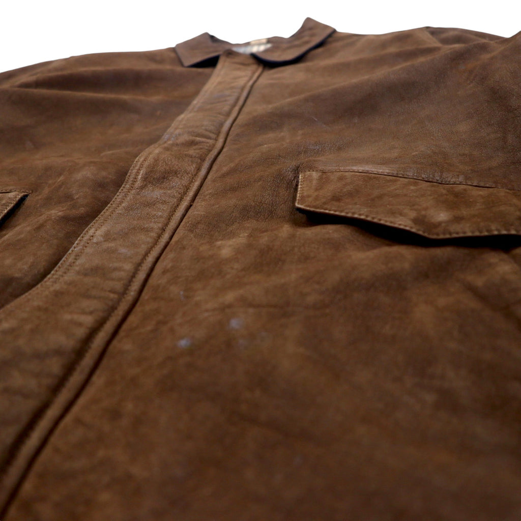 Columbia 90s Leather Car Coat, Large, Brown, Check Lining, Made in Pakistan