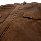 Columbia 90s Leather Car Coat, Large, Brown, Check Lining, Made in Pakistan