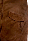 Columbia 90s Leather Car Coat, Large, Brown, Check Lining, Made in Pakistan
