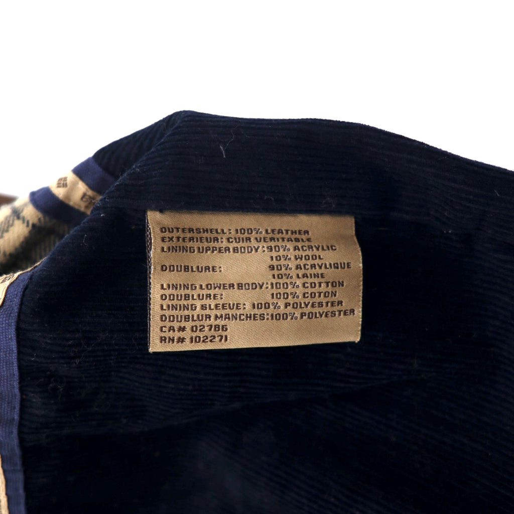 Columbia 90s Leather Car Coat, Large, Brown, Check Lining, Made in Pakistan