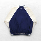 NIKE 90年代 銀タグ リブライン ピステ プルオーバー ナイロンジャケット L ネイビー スウォッシュ