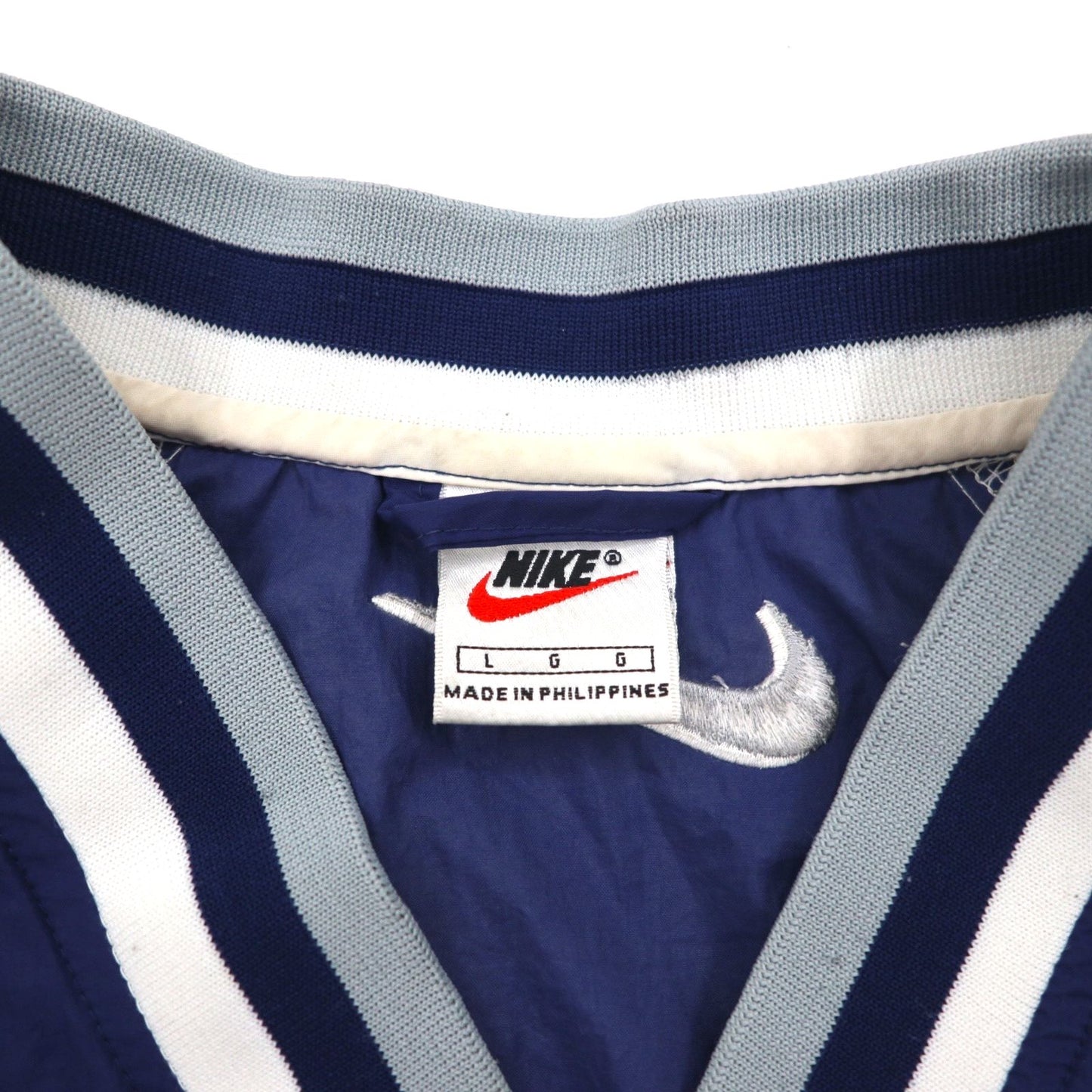 NIKE 90s Silver Tag Ribline Piste Pullover Nylon Jacket L Navy Swoosh
