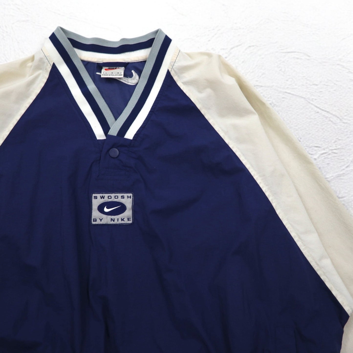 NIKE 90s Silver Tag Ribline Piste Pullover Nylon Jacket L Navy Swoosh