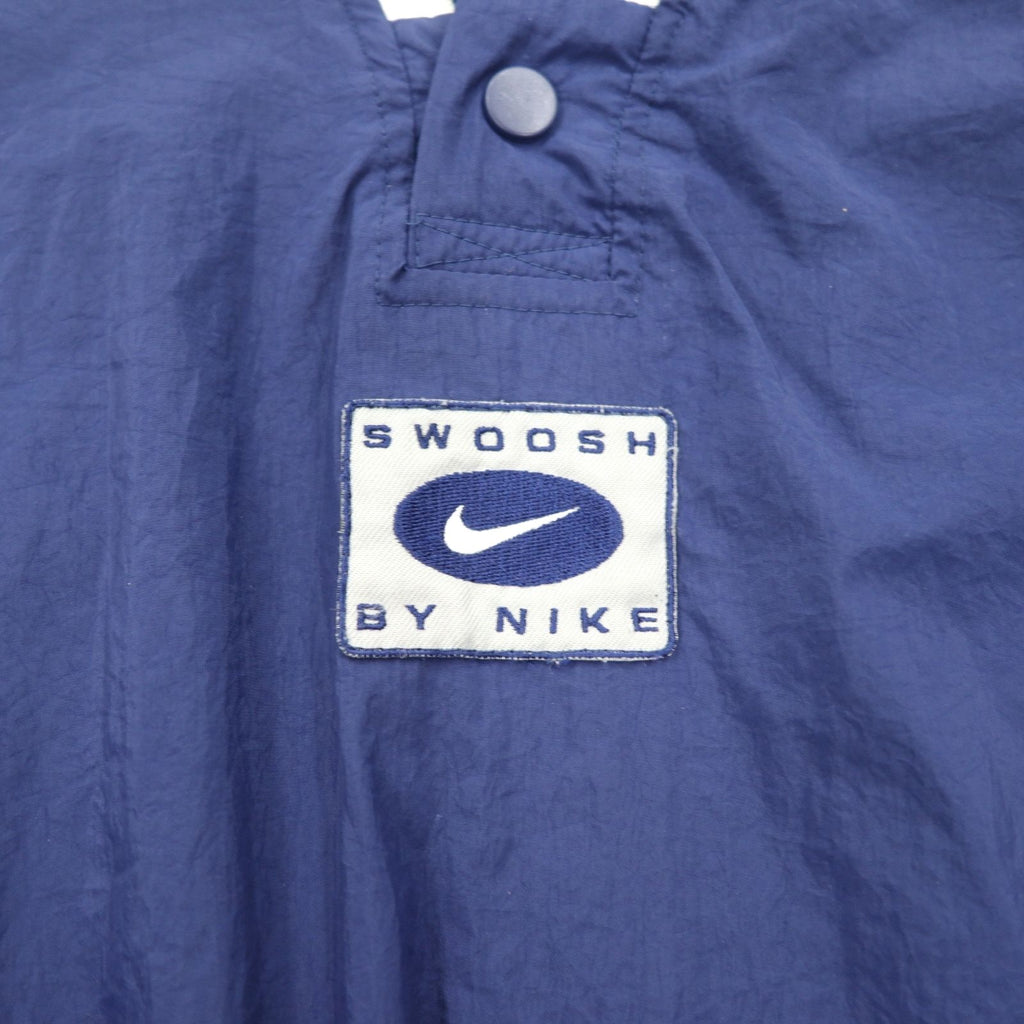 NIKE 90年代 銀タグ リブライン ピステ プルオーバー ナイロンジャケット L ネイビー スウォッシュ